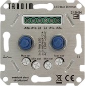 Tradim - LED Dimmer DUO inbouw - 3-100W - Fase afsnijding - Hotelschakelaar functie