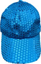 2x Licht blauwe - glitter - pailletten - disco baseball cap