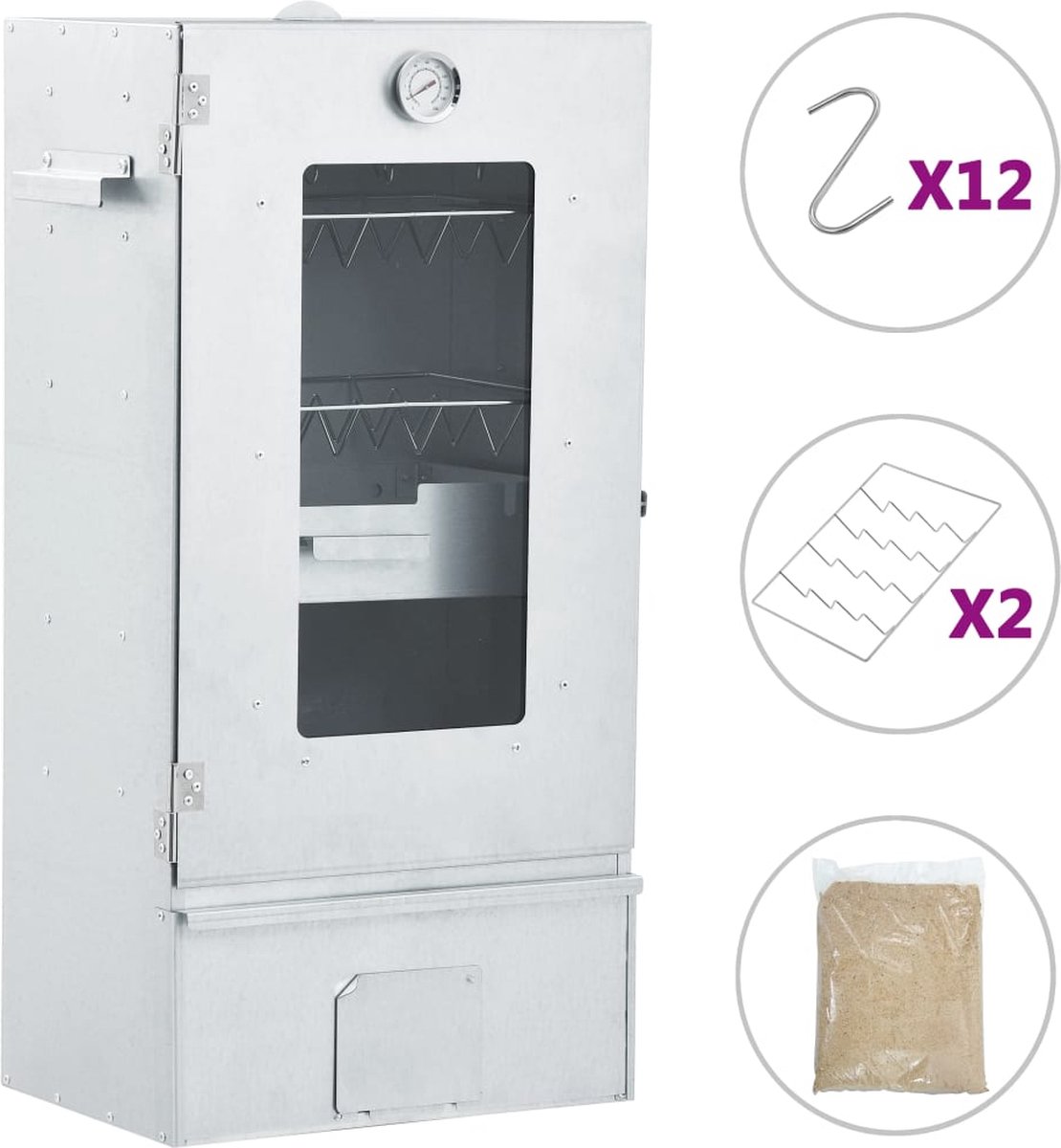 vidaXL BBQ-rookoven - Gegalvaniseerd staal - Inclusief - afbeelding 3