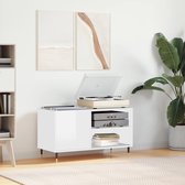 The Living Store Platenkast - Hoogglans wit - 85 x 38 x 48 cm - Duurzaam hout - Ruime opbergruimte