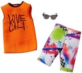 Barbie Ken Outfit Oranje Tank Top, korte broek en zonnebril - Ken Kleding