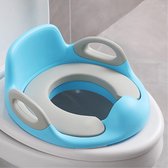 Kindertoiletbril - Toilettrainer voor kinderen van 1-8 jaar - Antislipvulling, handgreep, rugleuning en spatbescherming - Blauw