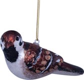 Ornament glass multi sparrow bird H4.5cm