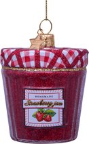 Pot à confiture de fraises rouge en verre ornement H7cm