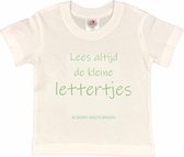 Shirt Aankondiging zwangerschap "Lees altijd de kleine lettertjes (ik word grote broer)" | korte mouw | Wit/sage green (saliegroen) | maat 122/128 zwangerschap aankondiging bekendmaking Baby big bro brother