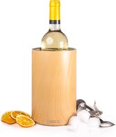 Premium wijnkoeler in fraaie houtlook van dubbelwandig roestvrij staal – perfect voor wijn, champagne, rosé en champagne