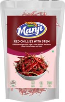 Manji - Gedroogde Rode Chilipepers Met Steel - 3x 100 g