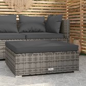 The Living Store Tuinvoetenbank - Grijs - 70 x 70 x 30 cm - PE-rattan