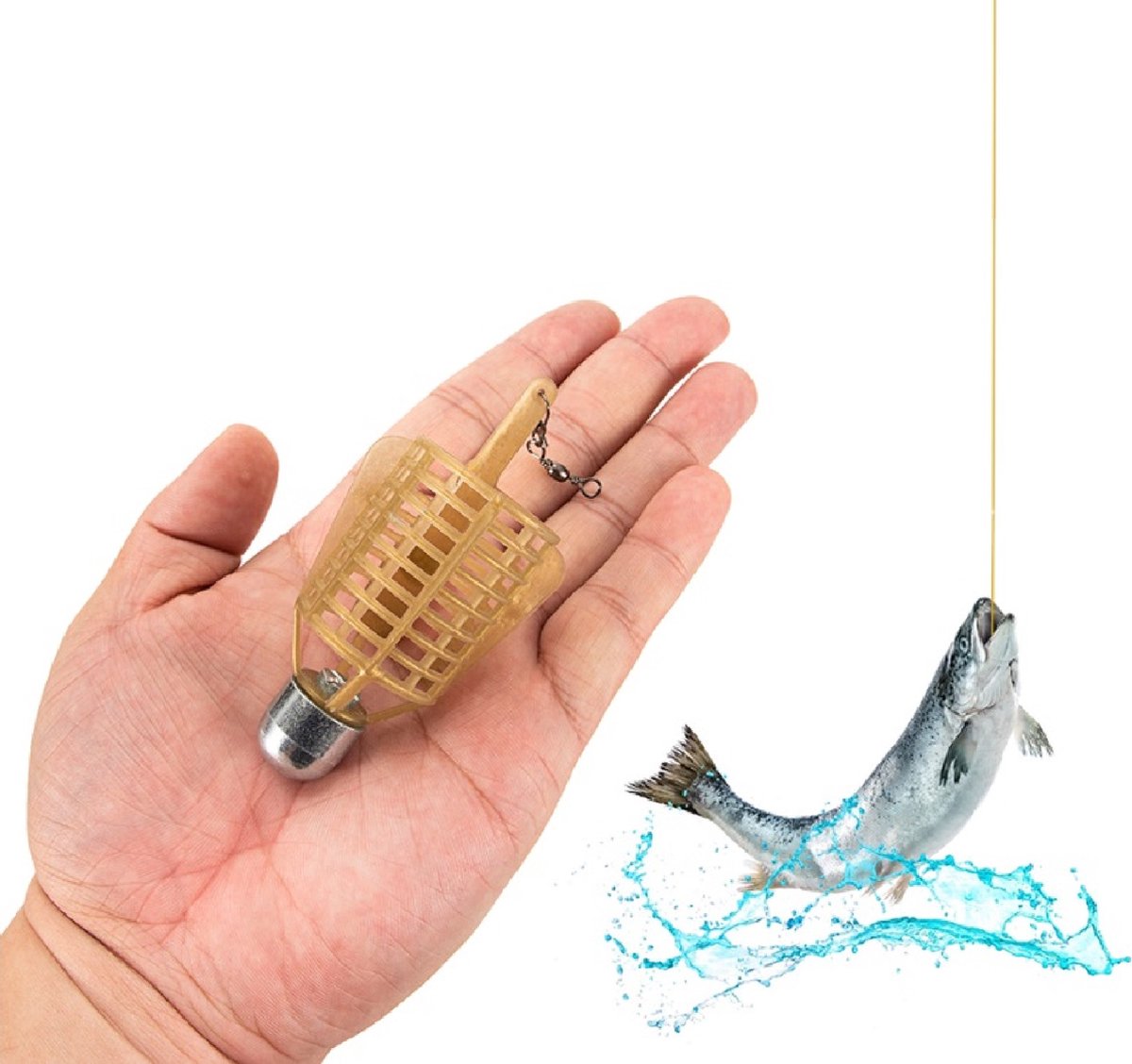 6 Feeders Pêche Poids Variables - 20g à 60g - Panier Appât Plastique
