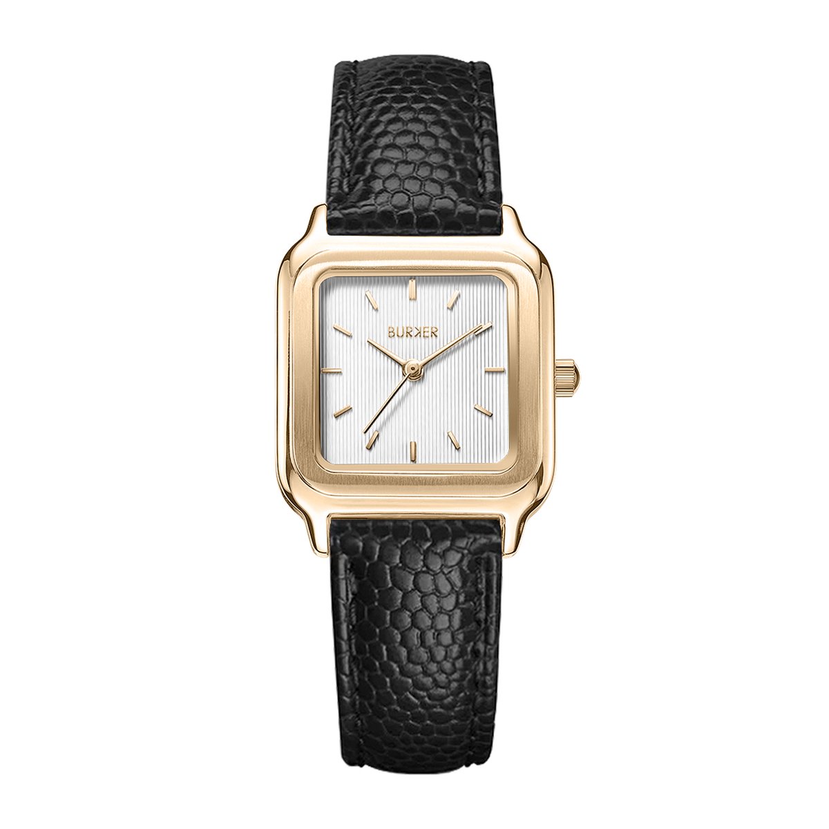 BURKER Macy Horloge Dames - Goud Zwart - Leren Band - Waterdicht - 26 mm