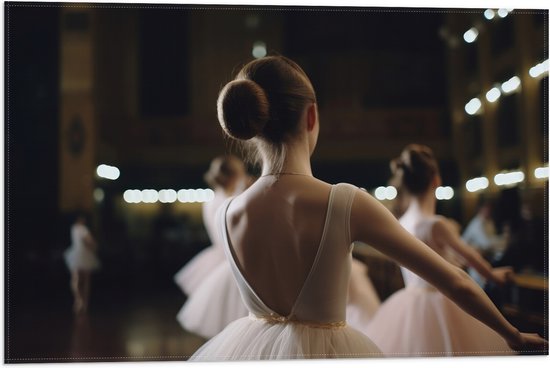 Vlag - Ballerina's in Theater aan het Dansen - 60x40 cm Foto op Polyester Vlag