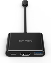 XPPen USB C-hub ACW01 3 poorten USB-C naar USB 3.0, USB-C naar HDMI 4K, USB-C naar PD, USB C-adapter voor grafische tabletverbinding met scherm / televisie / smartphone opladen