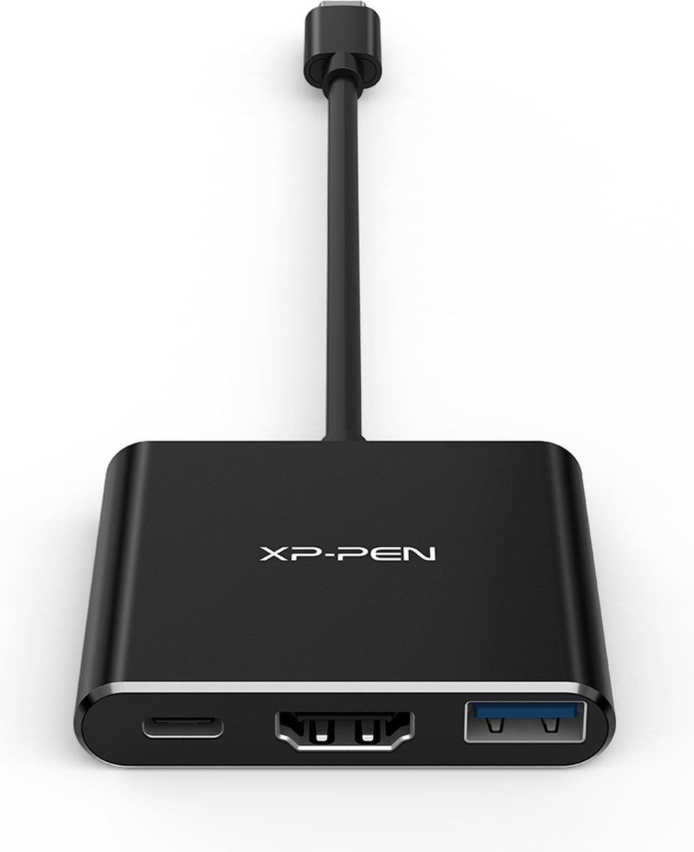 XPPen USB C-hub ACW01 3 poorten USB-C naar USB 3.0, USB-C naar HDMI 4K, USB-C naar PD, USB C-adapter voor grafische tabletverbinding met scherm / televisie / smartphone opladen