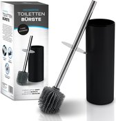 Toiletborstel - Toiletborstel voor zachte reiniging - Siliconen toiletborstel voor uitstekende reiniging - Elegant voor nieuwe badkamer (zwart roestvrij staal)