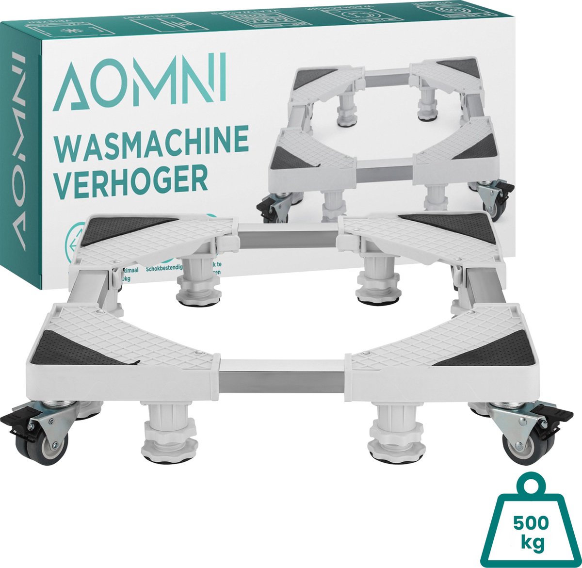 Aomni Wasmachine Verhoger voor Droger & Koelkast - Meubelroller met 500 KG Draagkracht - Trolley - 4 Wielen - Aomni