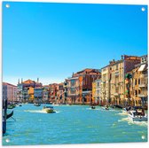 Tuinposter – Wateren van Venetië bij Gekleurde Huisjes - 80x80 cm Foto op Tuinposter (wanddecoratie voor buiten en binnen)