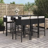 The Living Store Bartafelset - Rattan - Zwart - 180x70x110 cm - Weerbestendig