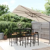 Ensemble de bar de jardin The Living Store - Rotin PE - Table de bar noire avec 6 tabourets de bar