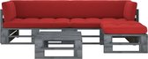 The Living Store Loungeset Pallet - Hoekbank in grenenhout (110x65x55 cm) - Inclusief kussens - Geschikt voor binnen en buiten