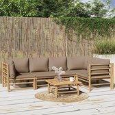 The Living Store Tuinset Bamboe - modulaire loungeset met tafel - comfortabele zitervaring - duurzaam materiaal - inclusief kussens