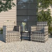 The Living Store Loungeset - Grijs - 140x57x75 cm - PE - gepoedercoat staal - Inclusief kussens - Trendy design