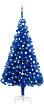 The Living Store Kunstkerstboom - Blauw - 180 cm - LED-verlichting - Incl - kerstballen - piek - USB-aansluiting