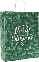 Papieren tasjes 50 stuks Kerst - Groen - A3 32 x 41 x 12 - Cadeautasjes - Papieren tasjes met handvat - Kersttasje