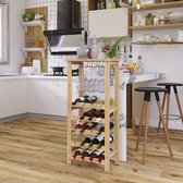 Wijnrek met glashouder en tafelblad, 20 flessen opslag, vloervrijstaande bamboe displayplanken voor thuis, keuken, bijkeuken, kelder, bar (natuurlijk)