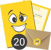 Uitnodiging Kinderfeestje + Enveloppen & Sluitstickers - Voordeelset 20 stuks - Smiley Uitnodiging verjaardag - Jongen of meisje - Uitnodigingskaarten + Kraft envelop - Verjaardag Feest