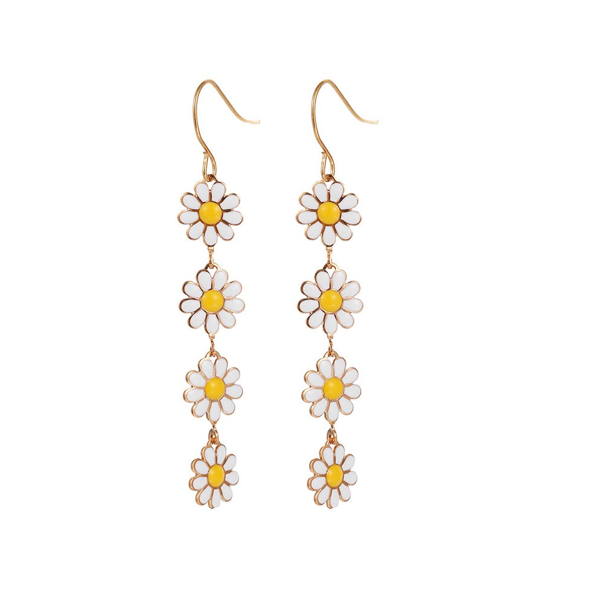 Oorbellen - Bloemetjes - Daisy - Lange oorbellen