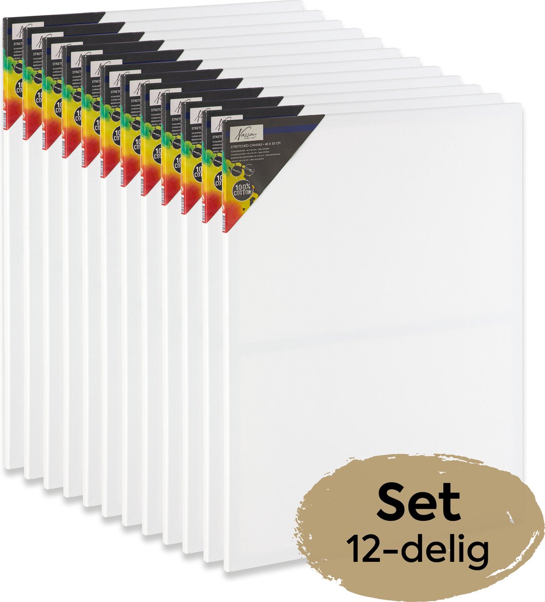 Schildersdoeken set 12pcs - formaat 40x50 cm - Canvas Schildersdoek geschikt voor acryl-, olie- en aquarelverf - hoogwaardige kwaliteit canvas - perfect voor schilderijen op middelgroot formaat