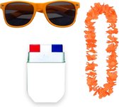 Oranje Accessoires Feestpakket - Koningsdag - EK - WK - Olympische Spelen - Nederlands Elftal Pakket - Oranje Bril - Oranje Hawaii Krans - Rood/Wit/Blauw Stick
