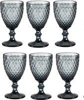 Vintage 6-delige set glazen net Koning drinkglas glazen wijnglazen waterglas longdrinkglas (6 stuks wijnglas grijs)