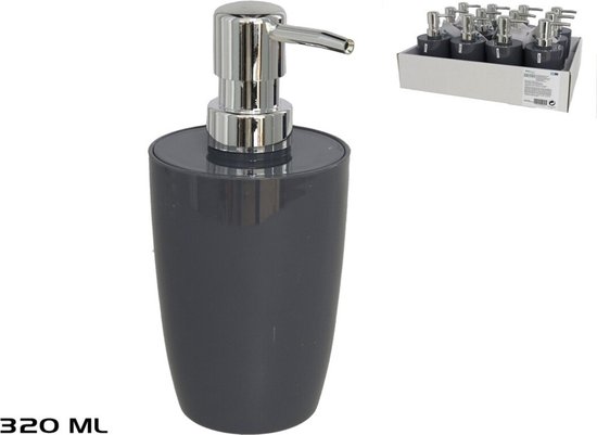 Foto: Zeepdispenser zeeppompje kunststof collectie venice antraciet 320ml 7x7x17 5 cm