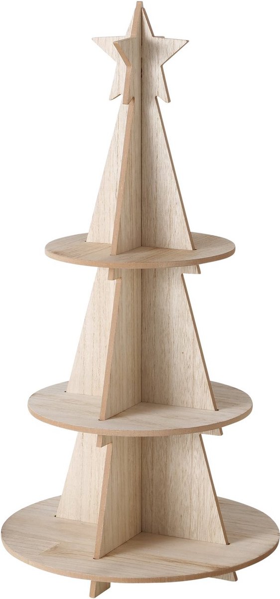 Etagère 3 plateaus hout voor de kerst met ster