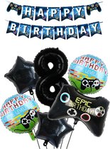 Game Verjaardag Versiering - Leeftijd: 8 jaar - Game Ballonnen - 7 delig - Game Kinderfeestje - Game Feestpakket - Folieballon / Heliumballon / Leeftijdballon - Game XL Ballon - Feestversiering - Kinder Verjaardag - Hoera 8 jaar! Jongen / Meisje
