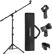 2-in-1 dual-use microfoonstandaard met galgen, met draagbare tas en twee microfoonclips, geschikt voor podiumbijeenkomsten, live-taal enz