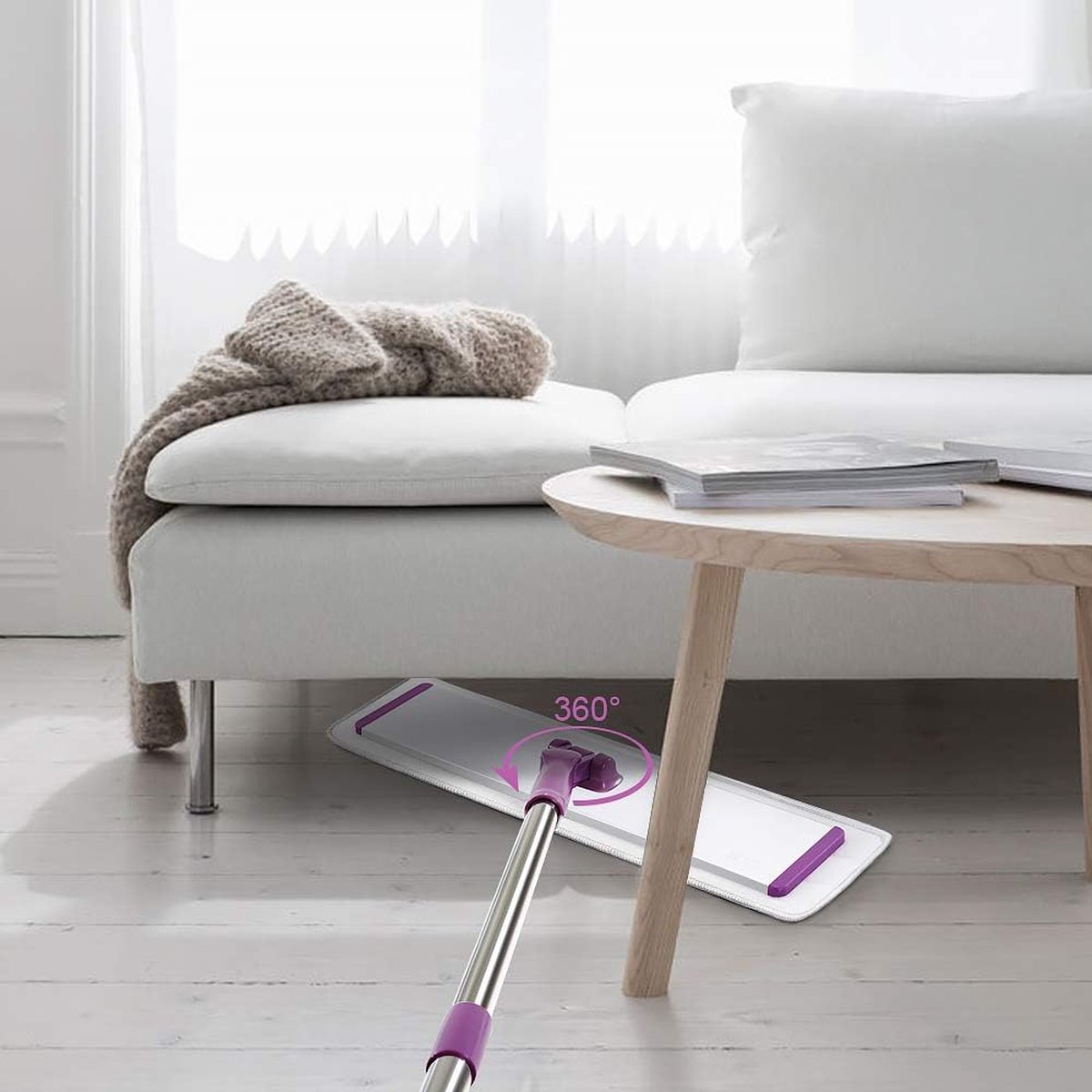 Nieuwe dweilmop met drukklemsysteem, mop met 4 stuks dweilpads, dweil