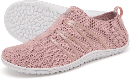 Foto: Somic barefoot schoenen instappers gymschoenen zaalschoenen sportschoenen sneaker ademend knit mesh platte zool roze maat 38