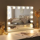 VANITII Hollywood Bright Make-up Spiegel - Tricolor Lichtinstelling -10x Vergrootglas - Wit 50cmx40cm