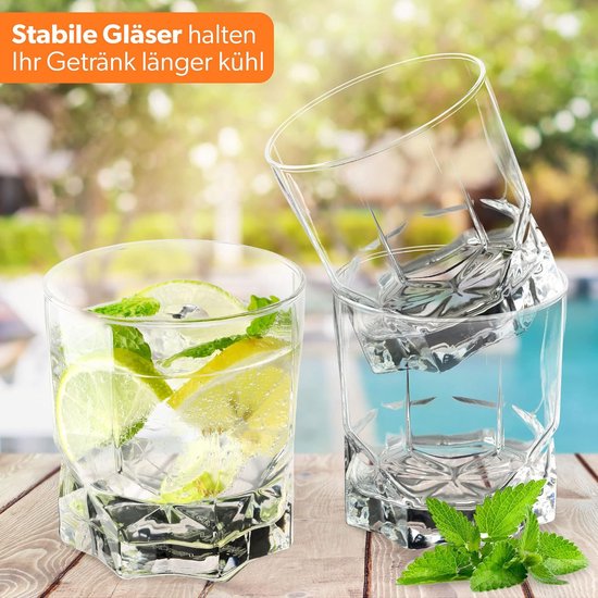 Sendez Set van 6 kleurrijke wijnglazen 300 ml met wijnglas in reliëf