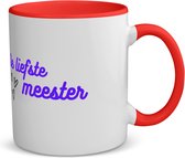 Akyol - de liefste meester koffiemok - theemok - rood - Meester - de liefste meester - meester - verjaardagscadeau - verjaardag - cadeau - afscheidscadeau - geschenk - leuke cadeau - kado - gift - meesterdag - 350 ML inhoud