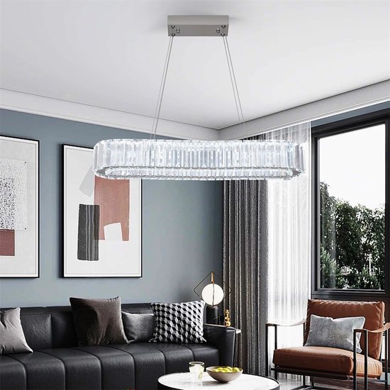 LuxiLamps - Lustre en cristal - Lampe suspendue LED en Crystal - Lampe de salon - 57 cm - Avec télécommande - Lampe moderne - Lampe suspendue