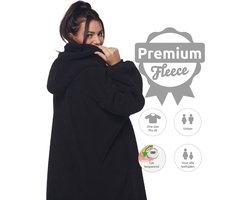 Homie Hoodie Blanket - Teddy Stof - Hoodie Deken - Fleece Deken Met Mouwen - Zwart