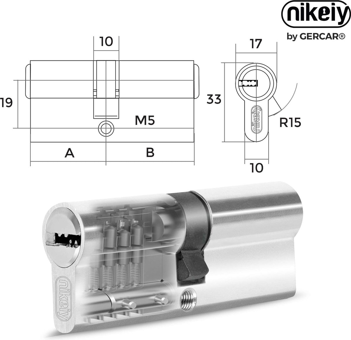 Alutec Cilinderslot met 2 identieke sleutels - ALU31001 - ALU31001