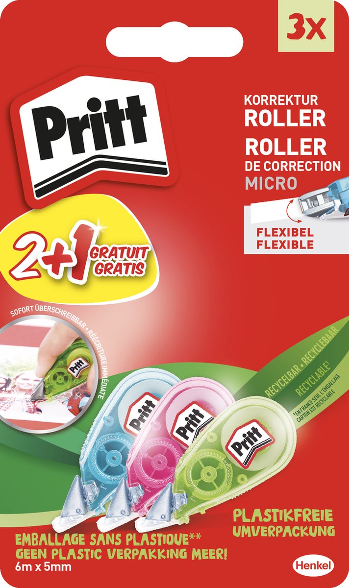 Pritt Micro Correctie roller 2st+1gratis - Pritt