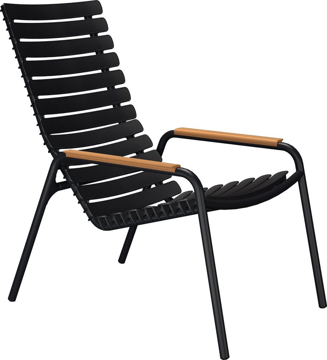 ReCLIPS Lounge Chair - zwart - met bamboe armleuningen