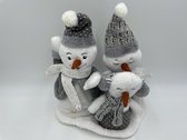 Muzikaal zang & bewegend trio sneeuwpoppen wish you a merry christmas 36 x 30 cm | YID-80568 | La Galleria