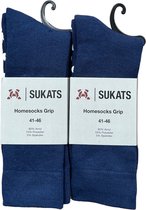 Sukats® Huissokken - Antislip sokken - Gripsokken - Bedsokken Heren - ABS - Met Grip - 2 Paar - Maat 41-46 - Blauw - Meerdere Maten en Varianten
