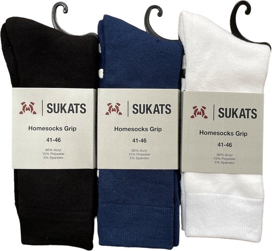 Sukats® Huissokken - Antislip sokken - Gripsokken - Bedsokken Heren - ABS - Met Grip - 3 Paar - Maat 41-46 - Mix - Meerdere Maten en Varianten